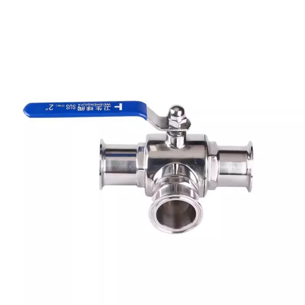 1"(25mm)OD50.5mm T-pattern Three Way Tri-clamp Ball Valve, Sanitary Manual T-type Ball Valve,SS304