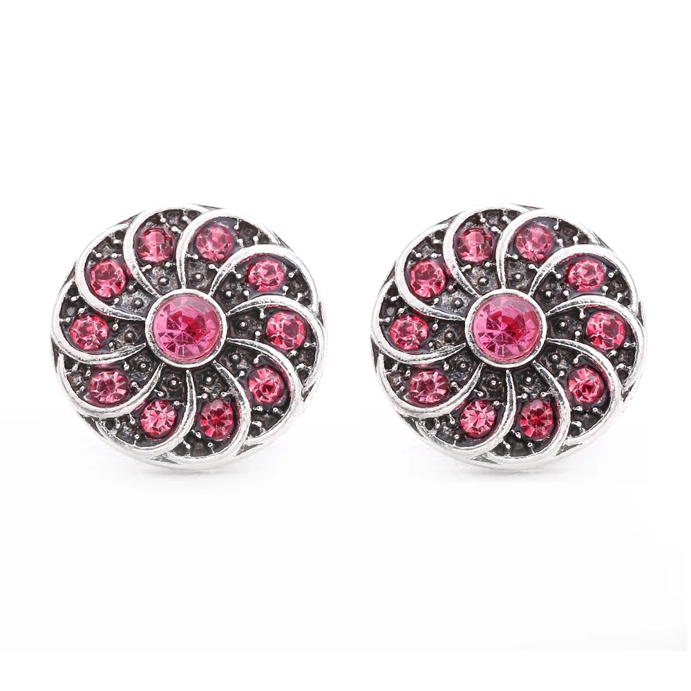 30pcs Vintage Style 12mm Snap Button Jewelry Charms Bracelets Crystal Flower 12mm Snap Buttons for Earrings Bracelet
