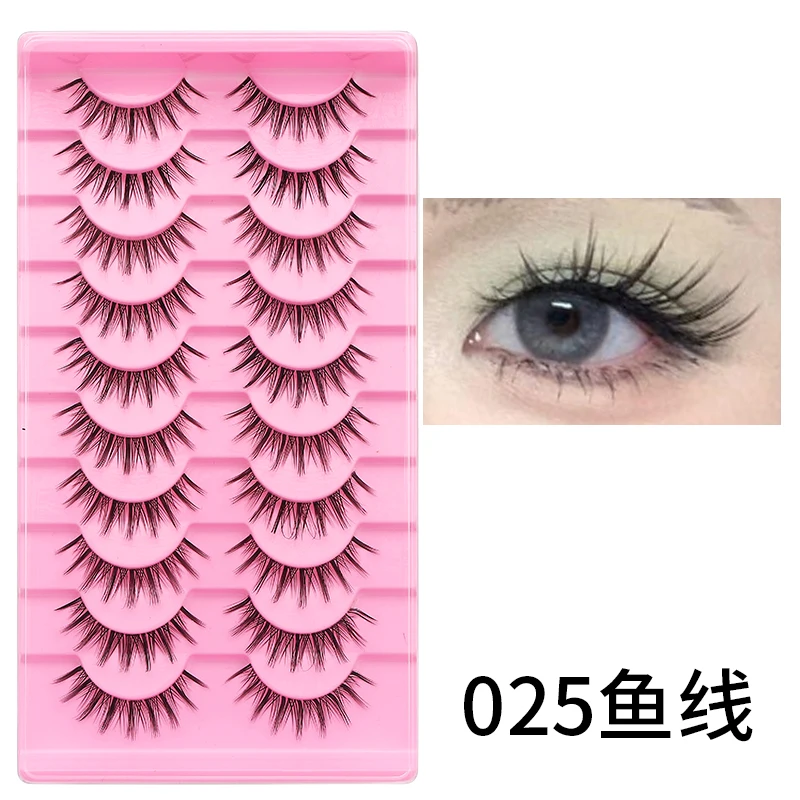 Dramatic Cat Eye Winged False Eyelashes - 10 Pairs with Clear Band