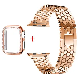 Elegant Diamond - Embellished Stainless Steel Watch Bracelet - 40mm (Rose Gold Strap Case)