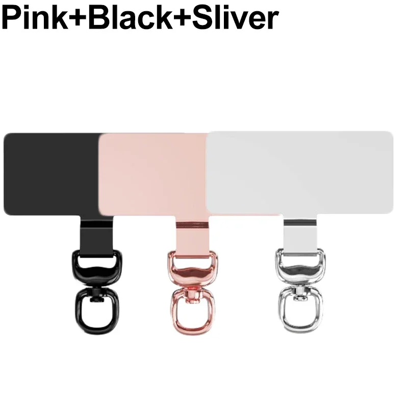 Stainless Steel Phone Tether Tab 360 Degree Rotatable Anti-lost Crossbody Wrist Strap Metal Gasket Patches Phone Case for iphone