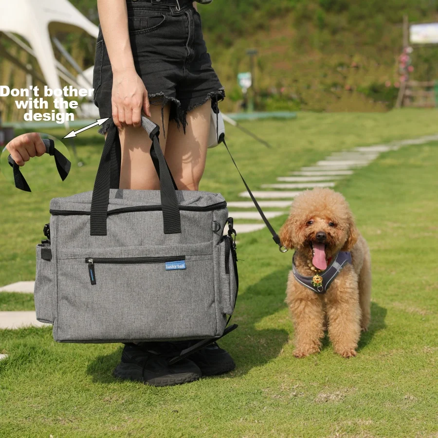 Kimpets 애완 동물 여행 가방, 고양이 개 배낭 방수, 넓은 공간 배낭, 접이식 그릇 포함, 장난감 식품 보관 가방