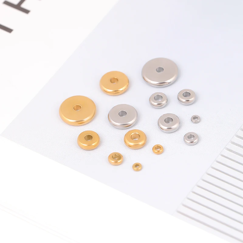 304 Stainless Steel Flat Round Beads 50Pcs 2.5 3 4 5 6 8 10 mm Disc Loose Spacer Beads Jewelry Making DIY Bracelet Necklace