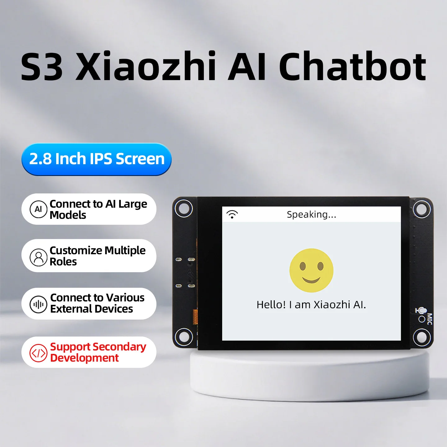 ESP32-S3 개발 보드, 2.8인치 IPS 터치 디스플레이 탑재, 아두이노 LVGL GUI 지원, WiFi, 블루투스, 샤오지 AI 로봇 채팅, 딥시크 지원