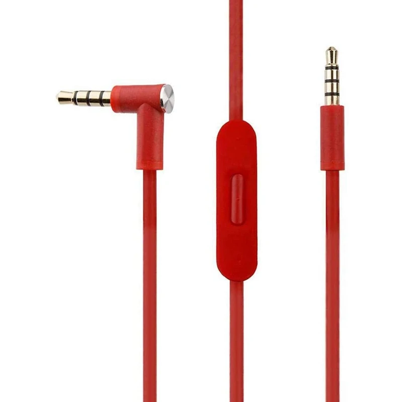 Cavo Audio Sostitutivo Con Controllo Mic In Linea Per Beats By Dr Dre Headphone Solo/Studio/Pro/Detox/Wireless Red