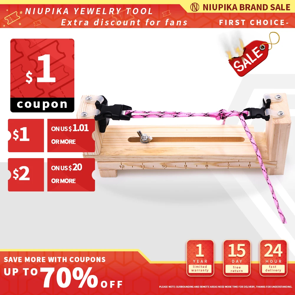 

Primary Color Solid Wood Umbrella Rope Bracelet Braided Wooden Frame DIY Hand Tools