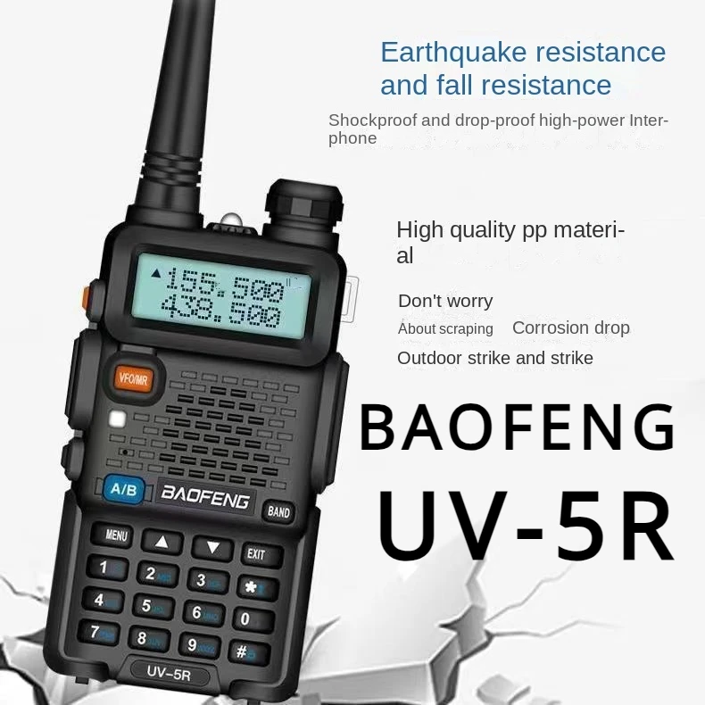 BAOFENG-UV-5R Portable Walkie Talkie, Two-Way Radio Station, Two-Way Transceiver, 1800mAh Tri-Band CB, VHF/UHF, camping baofeng professional walkie talkie uv s9 plus 50km usb charger vhf uhf dual band two way cb ham radio upgrade for uv 5r