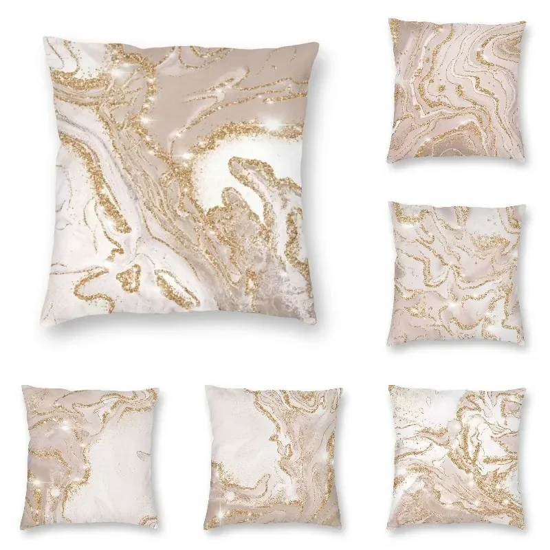 

Gold And Cream Marble Pattern Cushion Cover 45x45 Home Decorative 3D Print Geometric Throw Pillow for Car Two Side