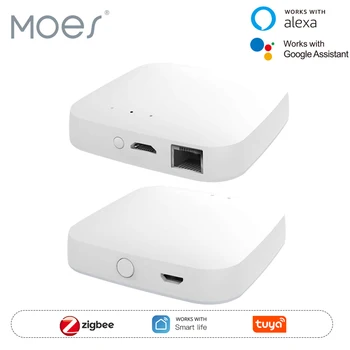 MOES Tuya ZigBee3.0 Smart Hub, Wireless/Wired Gateway Bridge SmartLife App Remote Control Works with Alexa Google Home Assistant 1