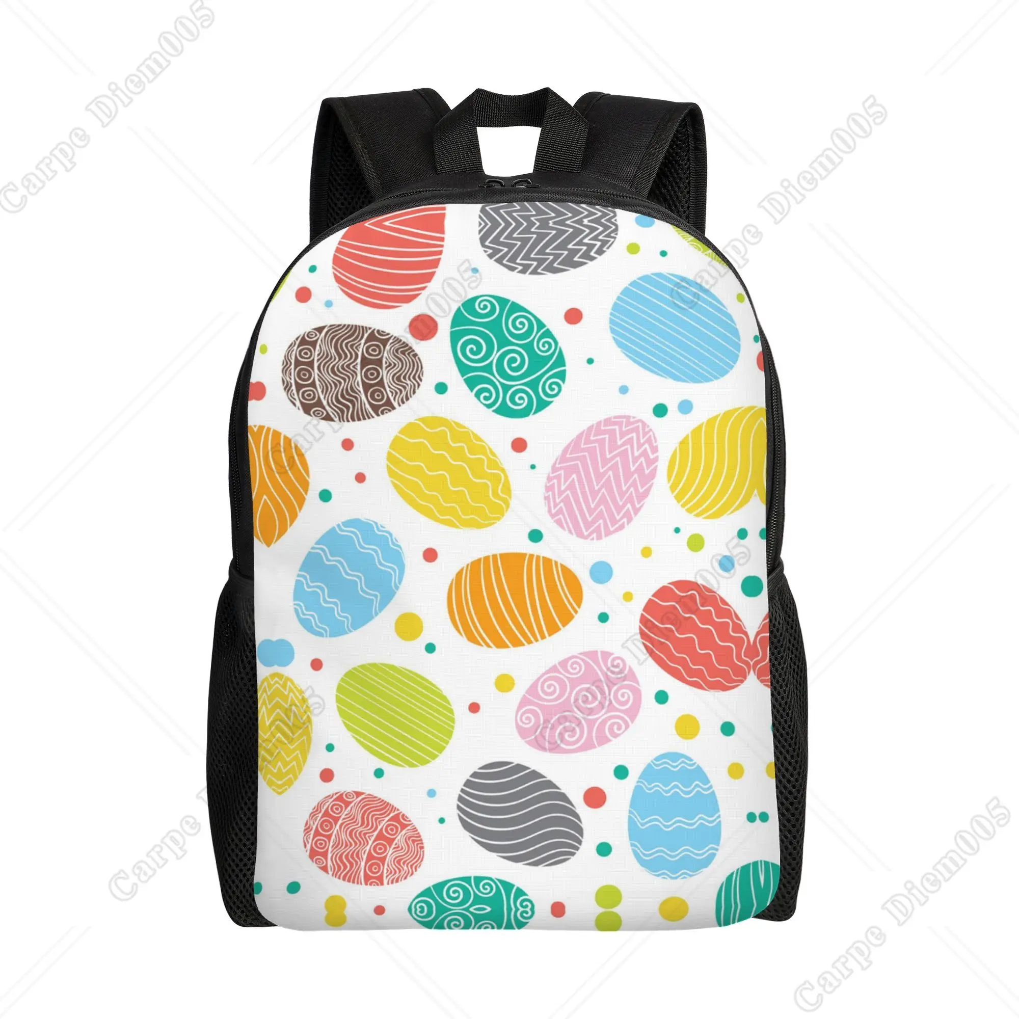 

Colorful Eggs Large Backpack Easter School Bag Cute for Women Men for Outdoor Travel Camping Hiking Fits 15 Inch Laptop Zipper