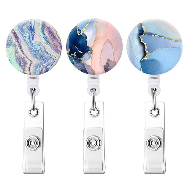 Gilding Marblizing Retractable Badge Reel For Female Nurse Work Card Clip  Id Name Badge Holder Lanyard Accessories Reels - Badge Holder & Accessories  - AliExpress