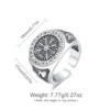 Eudora 925 Sterling Silver Viking Compass Ring Opening Adjustable Amulet Ring For Women Man Personality Punk Jewelry Gift 2