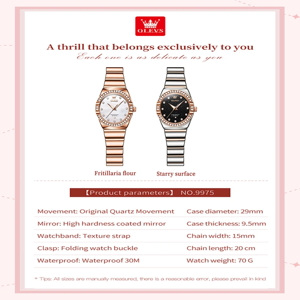 OLEVS Fashion Quartz Watch for Women Luxury Rose Stainless Steel Women's Watch Luminous Waterproof Ladies Dress Wristwatch Reloj