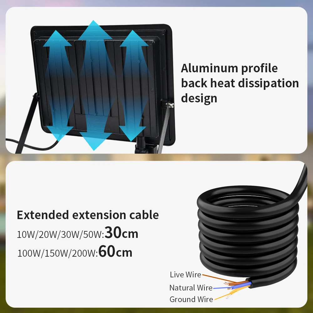 LED PIR Motion Sensor Floodlight Outdoor Wall Light White Light 100W 50W 30W 20W 10W IP66 Waterproof LED Spotlight For Garden - Image 6