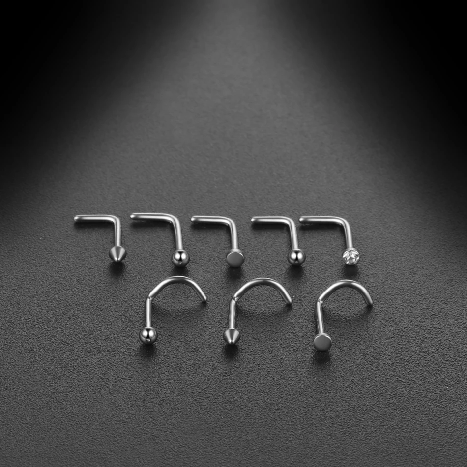 Piercing Jewelry Nose Studs Body Piercing Jewelry Body Jewelry 1PC 18G/20G Titanium Nose Stud Nostril Piercing Women L Shape Sexy Nariz Nose Bone Ear Lip Stud Piercing