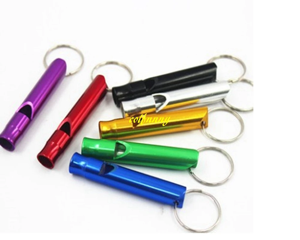 46mm Aluminum Pet Dog Whistle Keychain Pet Training keyring Whistle Outdoor survival 50pcs