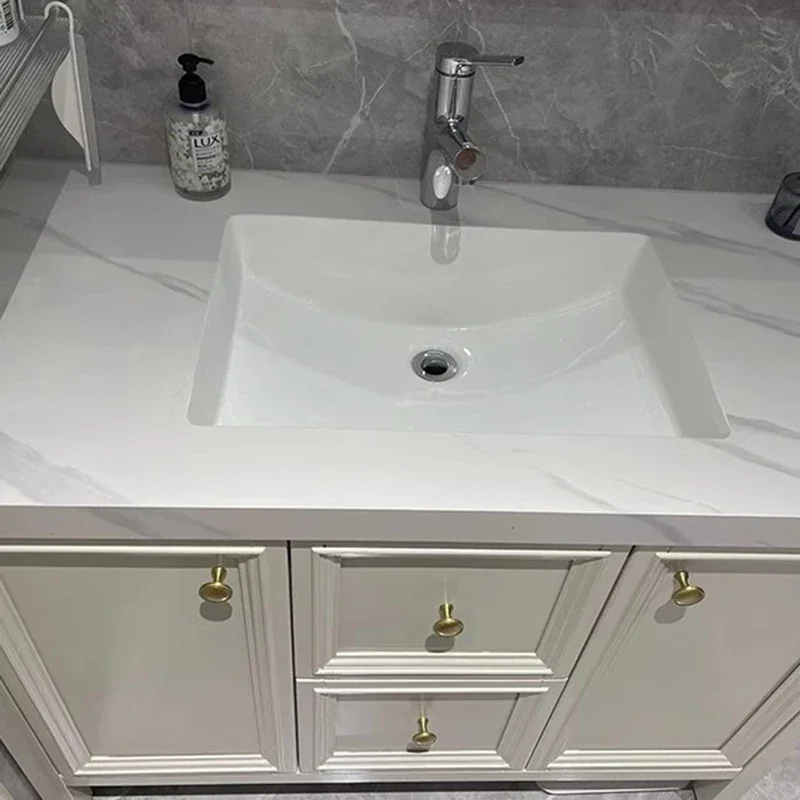 French American Bathroom Cabinet Wood Light Luxury Oak Shelves Storage Organizer Vanity Unit Gabinete Banheiro Bathroom Cabinet