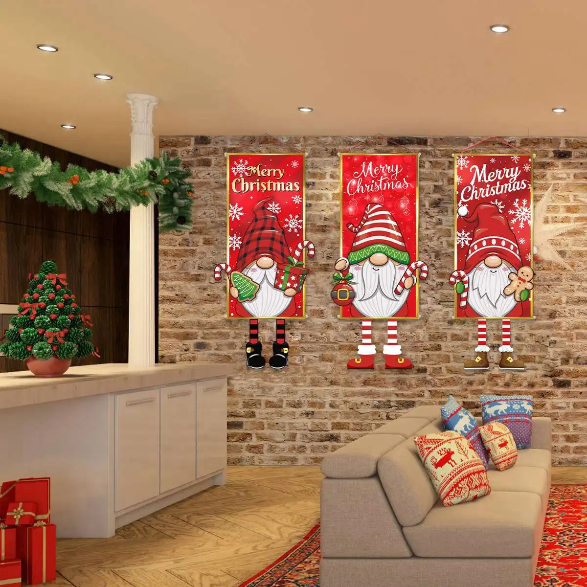 Santa Claus Hanging Flag Merry Christmas Decorations For Home Xmas Gifts Christmas Ornament Navidad Natal New Year christmas decorations