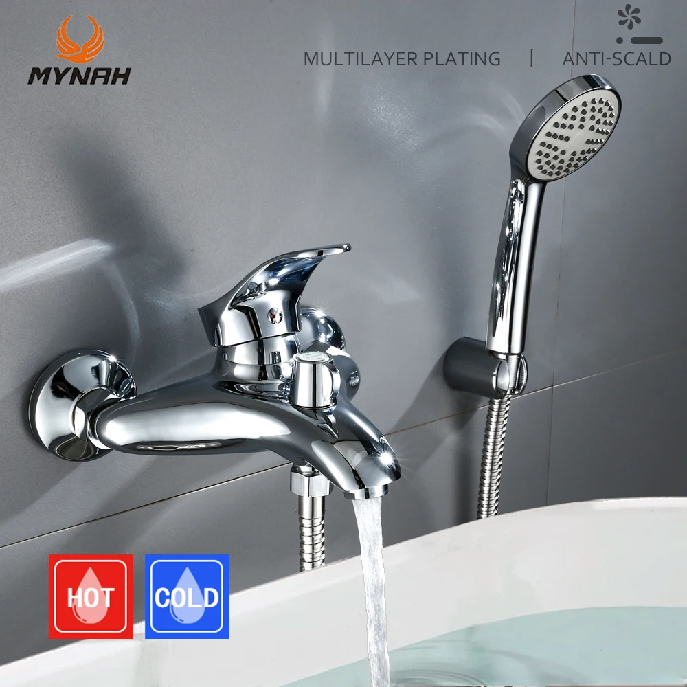 Shower Set Bathtub Faucet Shower Faucet MYNAH Bathtub Faucet Unique Styling Shower Faucets Bathroom Mixer Chromed Wall Mounted Bathtub Water Taps