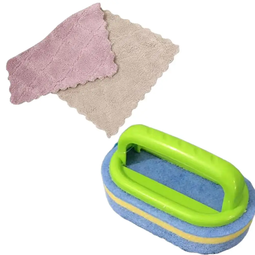

Kitchen Bathroom Toilet Cleaning Brush Sponge Glass Wall Cleaning Brushes Ceramic Window Slot Clean Brushes Tool With Dish Cloth