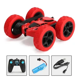 Dual - Sided 360° Rotating RC Stunt Car with LED Lights & Drift Capabilities (Red)