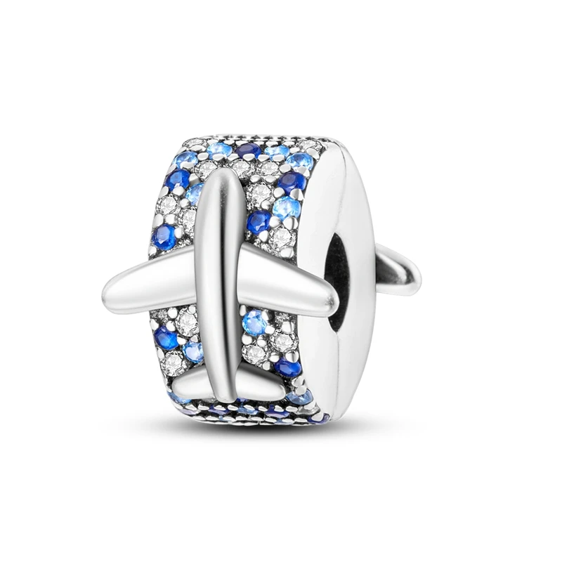 

Original 925 Sterling Silver Aircraft Pavé Colorful Crystal Clips Charm Fit Pandora Bracelet Girl Bangle Jewelry Beads Making