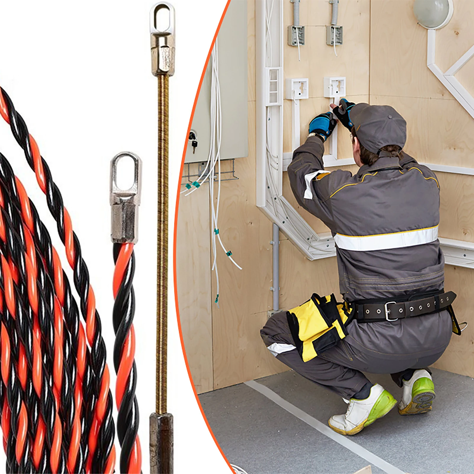 Cable Puller Universal Wire Threading Device 9/13.5/18/22.5/27M Spring High Elasticity Rope Pulling Device Electrician Wire Lead