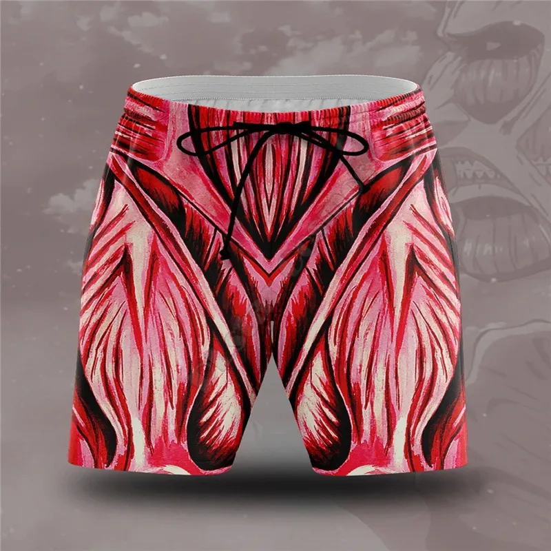 Anime Colossal Titan Beach Shorts 3D Printed Shorts Summer Casual Men's Shorts Loose Quick Drying shorts Cosplay Clothes