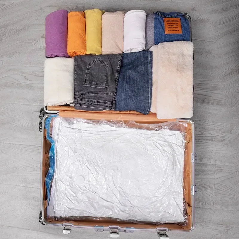 Description Picture 4 of item1-20PCS Transparent Clothing Vacuum Storage Bag Folding Quilt Clothes Storage Bag Travel Space Saving Vacuum Storage Bag