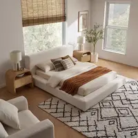 Cadre de lit Double Queen King Size en tissu doux, meubles de chambre à coucher au Design moderne, pour maison, appartement, hôtel 4