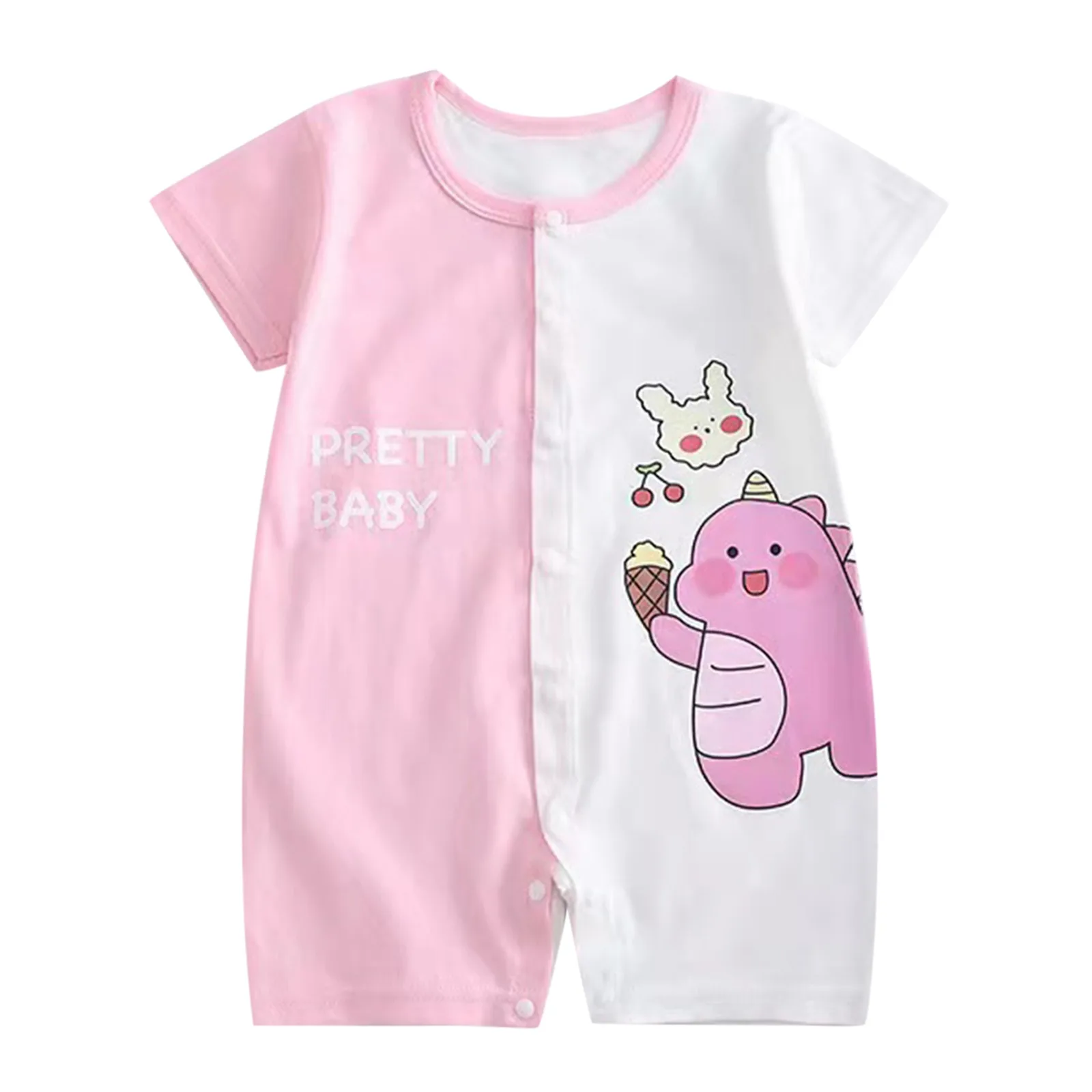 Size 6 Boys Warm Pajamas Infant Newborn Children Baby Boys Girls Cartoon Romper Short Sleeve Cute Animals Baby Zip Romper