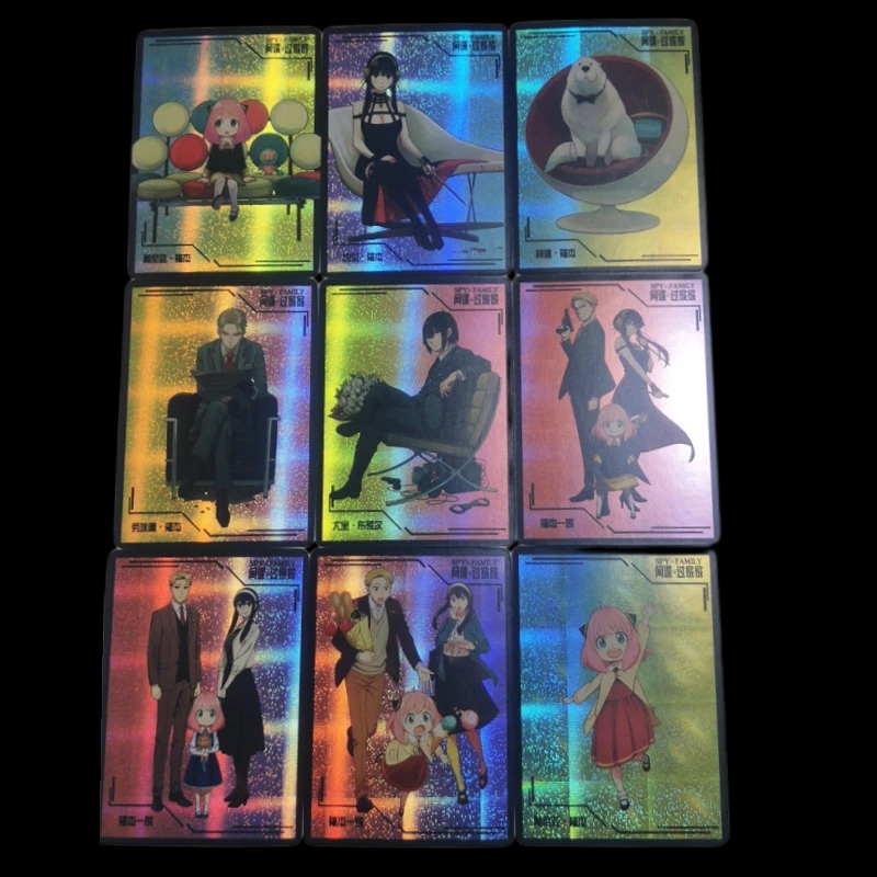

9pcs SPY-FAMILY Bond Forger Anya Forger Twilight Yor Forger Cartoon Characters Flash Card Card Game Collection Cards Toy Gift