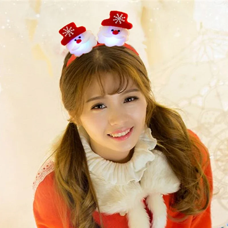 Glowing Reindeer Bear Headband Masquerade Concert Christmas Hair Accessories For Girls LED Christmas Funny Headband