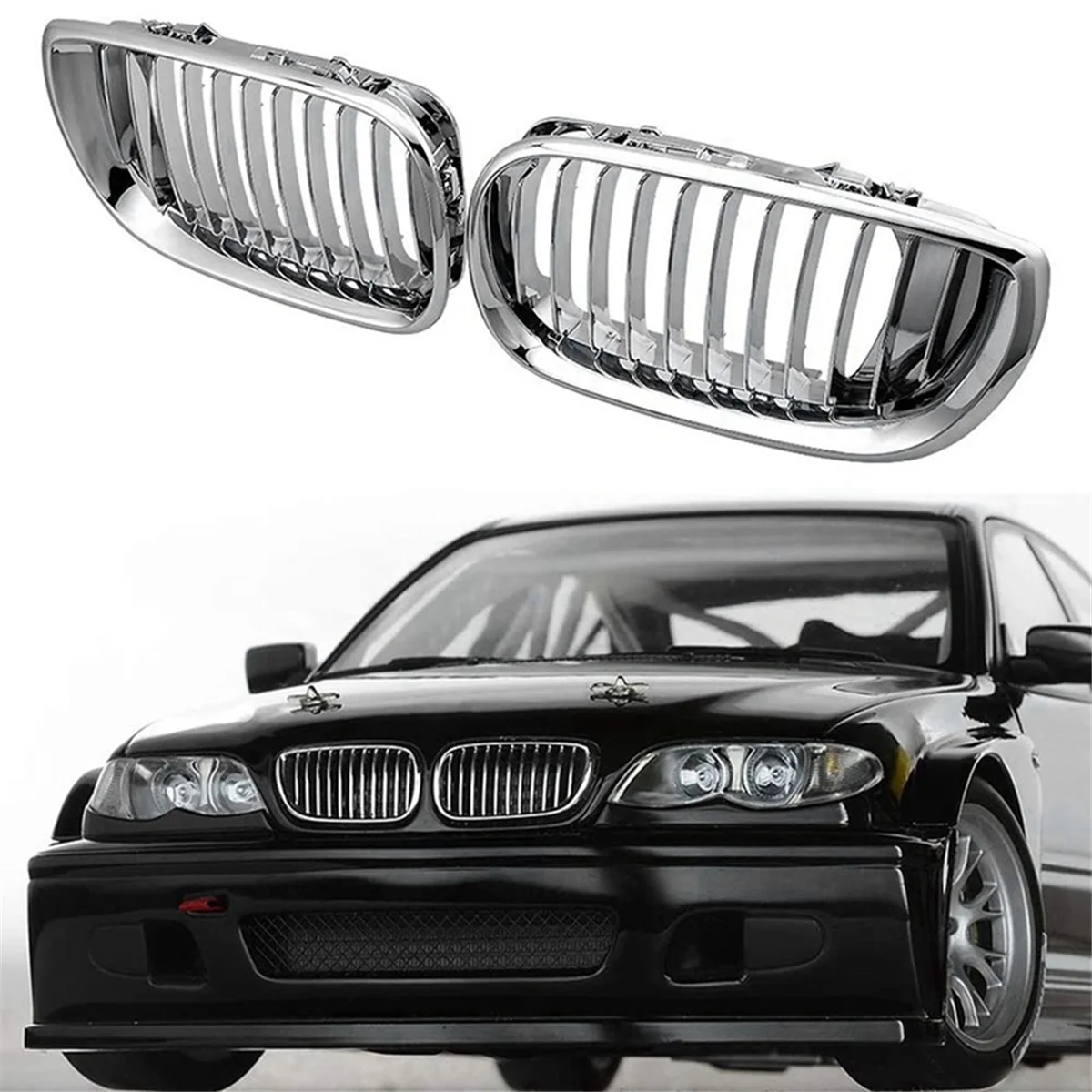 Automobile Forward Air Grille Chrome Ghost Mask Suitable For BMW E46 4-Door 2002-2005 51137030545 51137030546