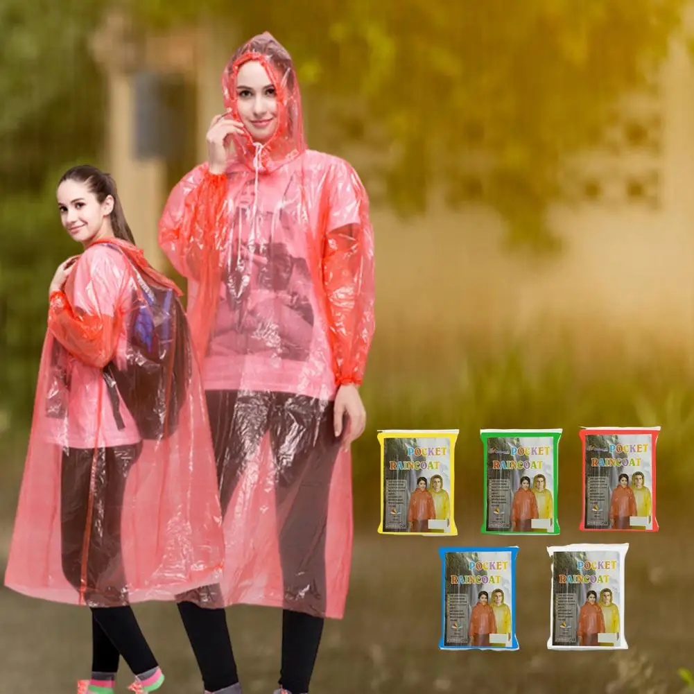 1 Set Raincoat Lightweight Disposable Rain Poncho Durable Convenient Hooded Rain Cape for Adults Children