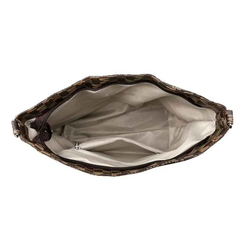 Vintage Women's Crossbody Bag, Faux Leather Shoulder Bag with Golden Hardware, Pattern "M" Design, Removable Strap for Daily Use