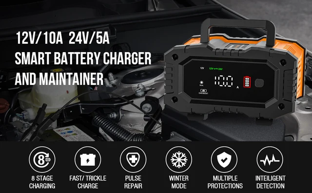 Chargeur de batterie de voiture haute puissance, 210W, 12V-24V, adapté pour  voiture, camion, bateau, moto, entretien intelligent, réparation  d'impulsions - AliExpress