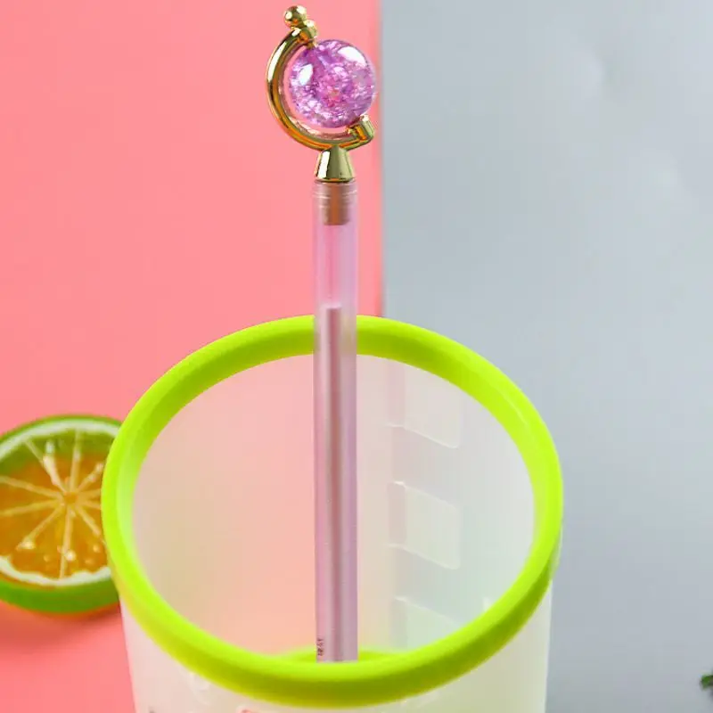 4 Piece Stationery Cute Crystal Globe Stationery Sweet Lovely Pretty Candy Gel Pen 6
