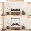 Bed Frame with Headbord, Canopy Bed Frame, Metal Black Iron Bed Platform with Charging Station and LGB Light No Box 4