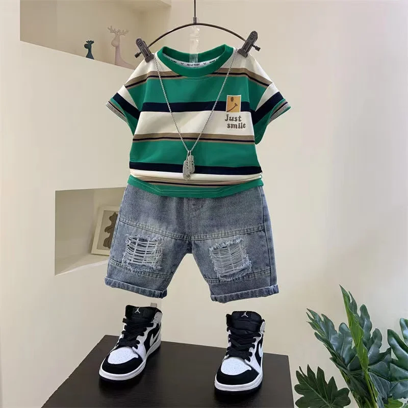 Boys' Summer Cotton Shirt & Shorts Set 5