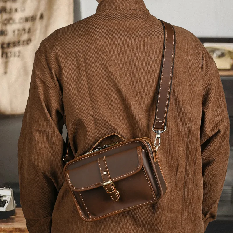 Men Crossbody Bag Shoulder Bags Vintage Men Handbags Large Capacity Genuine Cow Leather Bag for Man Messenger Bags Tote Bag