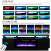 70" Fireplace TV Stand, with Electronic Flame and LED Lights, Luxury High Gloss Finish Entertainment Center, TV Console Cabinet 4