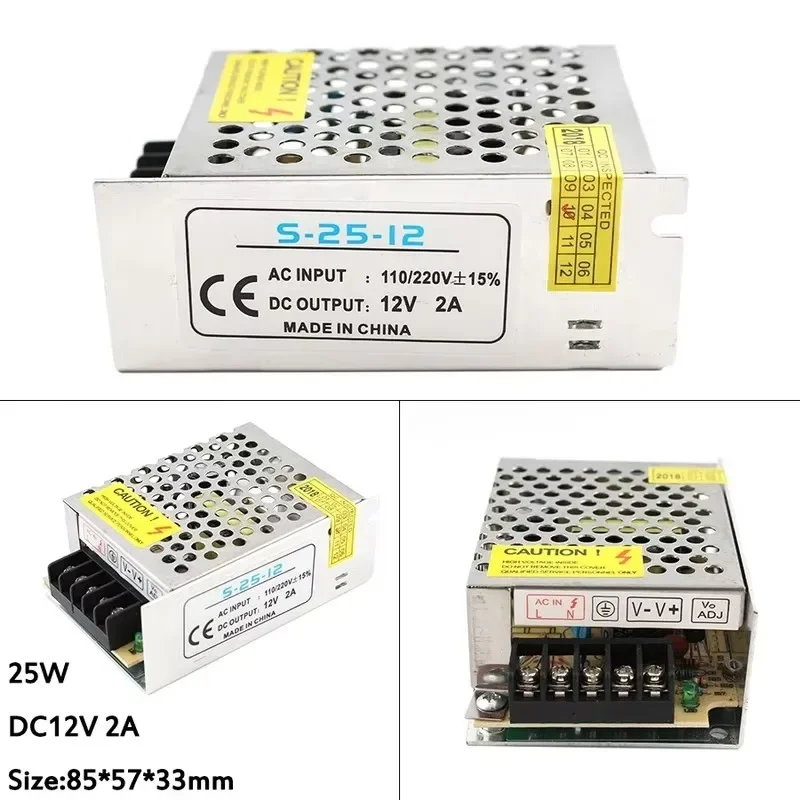 DC 5V-24V Switching Power Supply 2A 3A 5A 6A 10A 15A 20A, 220V AC to 5V/12V/24V Lighting Transformer for Led Strip Lighting