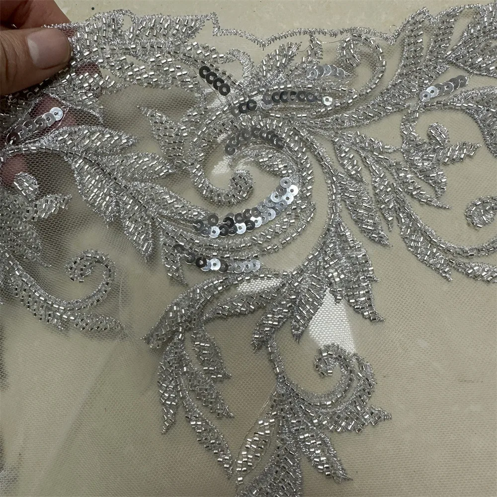 20 Fiori Applicati Con Paillettes Argentate E Perline Di Cristallo – 3,2 Cm, Da Cucire Su Abiti E Accessori