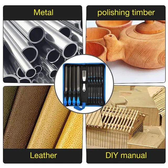 Fémfájlok Tartós Hordozható Csiszoló Szerszám Kézi Fájlkészletkészlet, Beleértve A Lapos Kerek Háromszög Félkerekes Fájlt És Tűfájlokat - Image 3