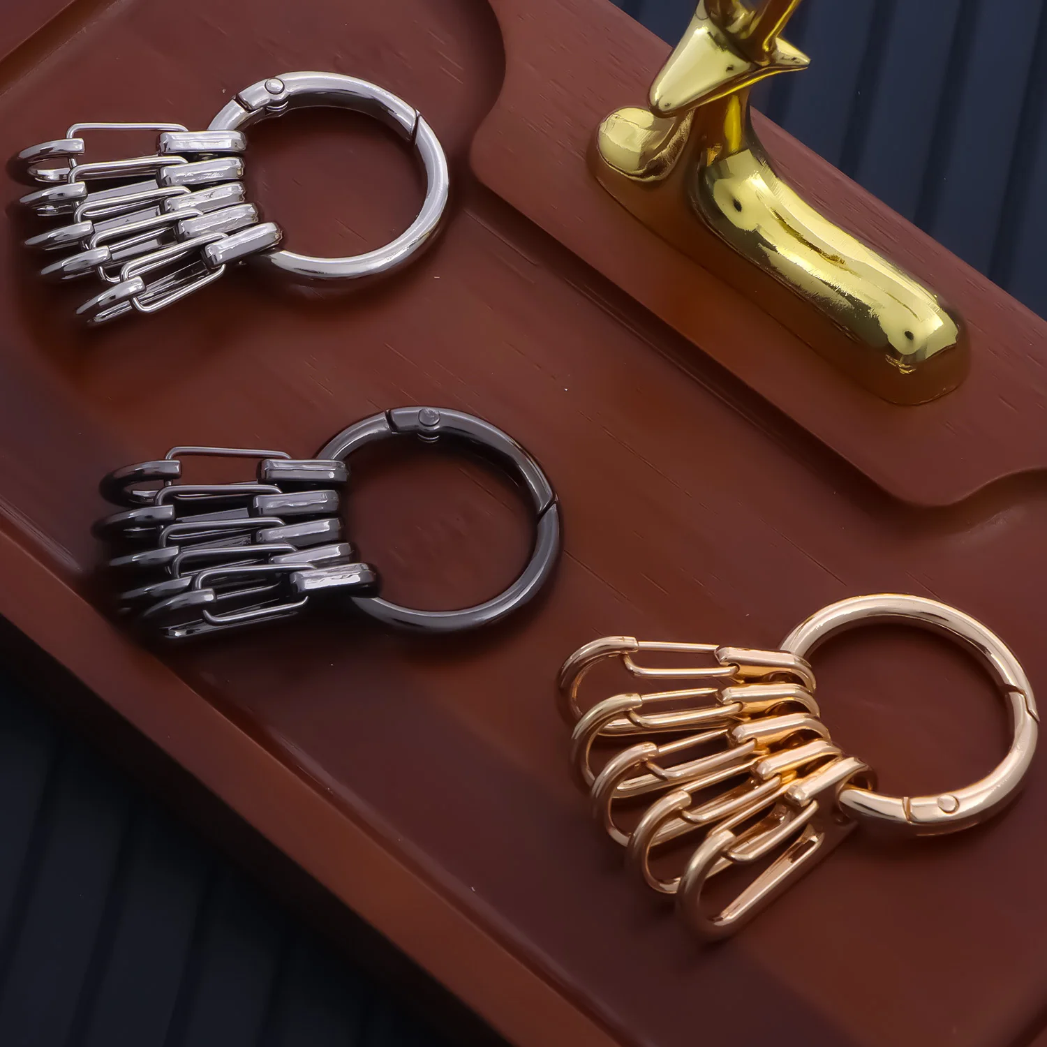 Metal O Ring Spring Clasps with 5pcs Hook Buckles for DIY Openable Round Carabiner Keychain Clips Hook Buckles Connector