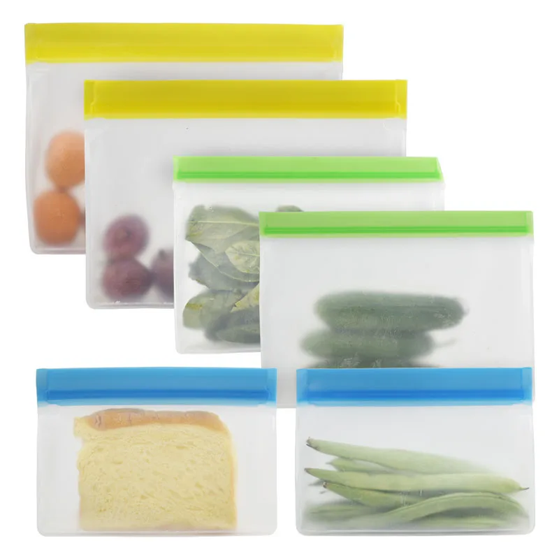 Reusable Leakproof Silicone Food Storage Bags - BPA-Free Ziplock