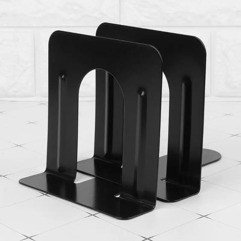 Set of 2Pcs Metal Bookends Stainless Steel Book Stopper Magazine Book Holder Home Office Desk Ornemants