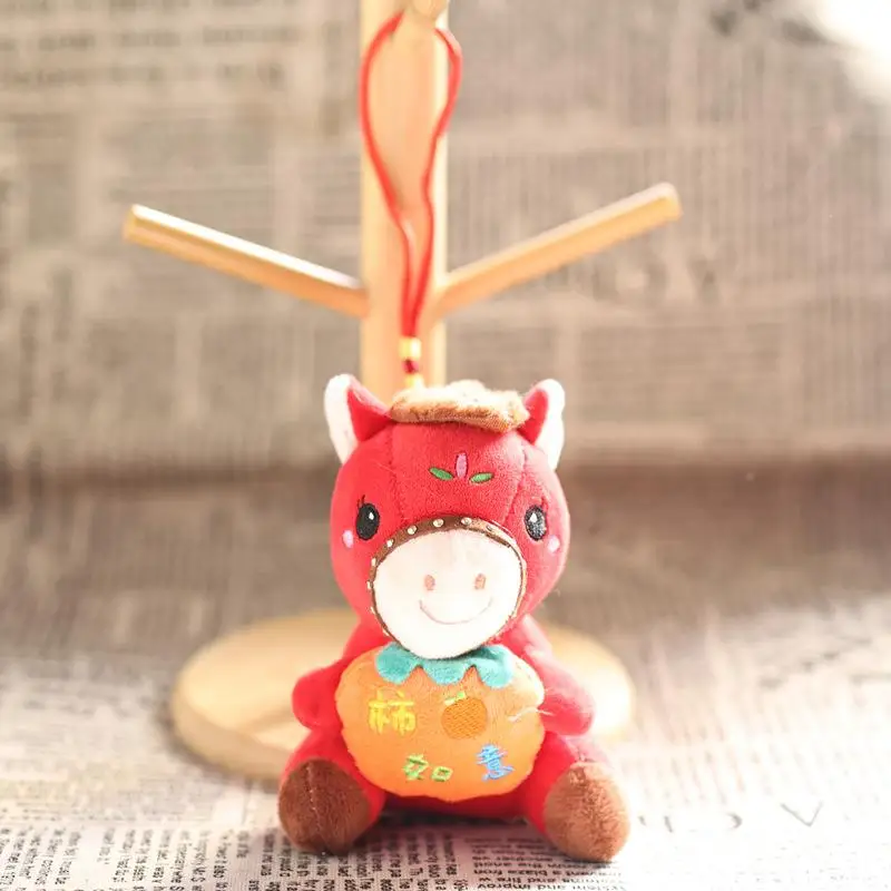 2026 Horse Year Mascot Keychain Cartoon Plush Pony Pendant Zodiac Horse Backpack Hanging Decoration Holiday Blessing Gift