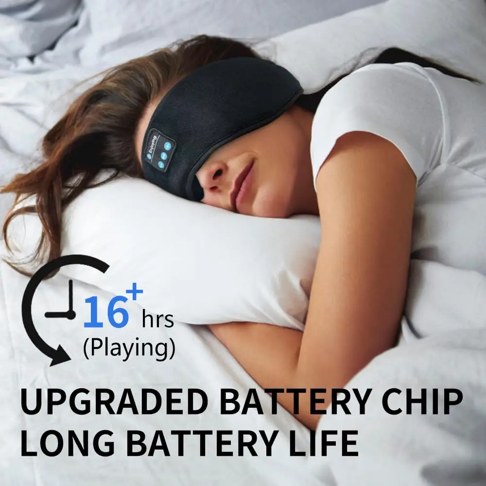 Wireless Sleeping Headphones Blindfold Bluetooth5.3 Stereo Music Headset Soft Sleep Eyemask with HD Microphone for Home Office